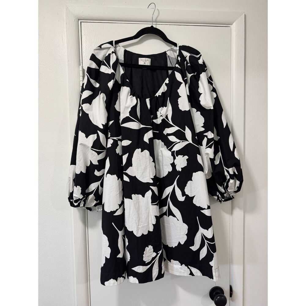 Kate Spade x Target Classic Rose Floral Poplin Mini Dress Black White L